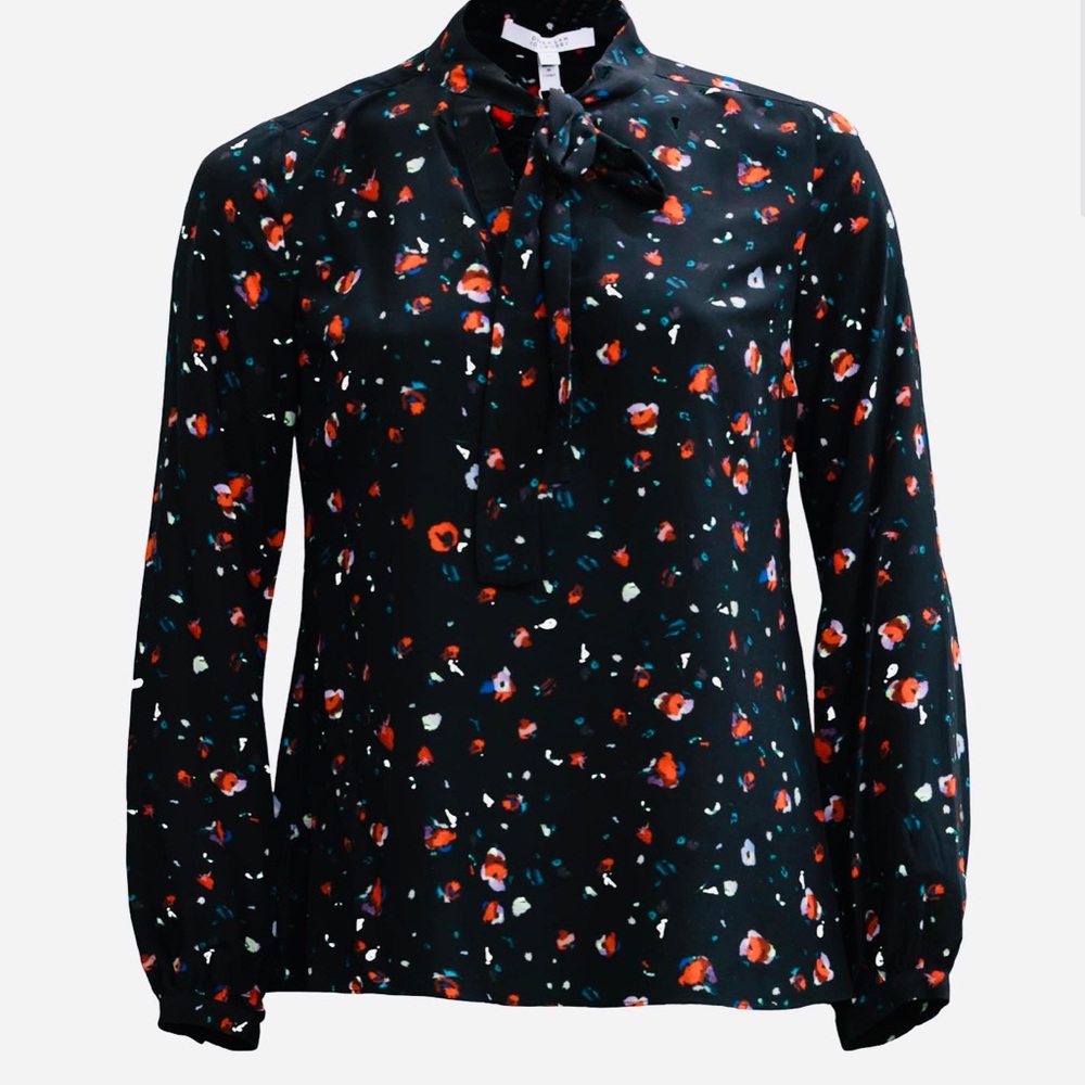 DEREK LAM 10 CROSBY
Evadine Floral Tie-Neck Blouse